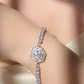 wholesale S925 silver new jewelry rose flower bracelet with high-carbon diamonds, small and trendy, designed for women-0-2