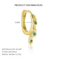 wholesale S925 Sterling Silver Ultra-sparkling Green Zircon Earrings, Fashionable, Trendy, Luxurious, And Exquisitely Irregular-E4725-Gold/Single