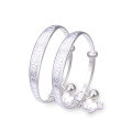 wholesale Metal material S999 sterling silver zodiac rat bracelet for birth year with bell, push-pull baby infant bracelet, full moon silver bangle wholesale-0-4