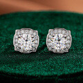 S925 Silver Moissanite Stud Earrings with Luxury Square Box-0-4
