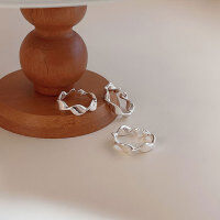 wholesale S925 sterling silver heart-shaped open ring for women, Korean autumn new collection, versatile high-end luxury wave finger ring-Wave simple style (opening + whole body sterling silver)