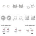 wholesale 925 Sterling Silver Cartoon Cat Ear Studs, Hypoallergenic, Versatile, Small And Exquisite, High-end Ins Style, No Need To Remove-0-1
