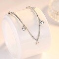 wholesale Sterling Silver Adjustable Five-Heart Charm Bracelet, Versatile and Sweet Student Jewelry Gift for Girlfriend on Valentine's Day-0-2