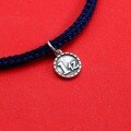 wholesale 925 Sterling Silver Vintage 100 Million Coin Fortune Attracting Small Round Pendant DIY Bracelet Braided Red Cord Accessory-0-1