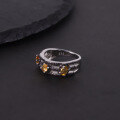 wholesale S925 Sterling Silver Dark Niche Natural Topaz Ring Unisex, Group Set with Crystal and Garnet, Cross-Border-0-1
