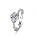 S925 Silver New Moissanite Ring Women's Twisted Snowflake Design-0-4