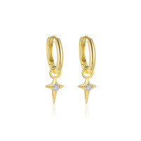 wholesale S925 Sterling Silver Geometric Zircon Earrings For Women, European And American Fashion Set, French Luxury Ear Cuffs-E4800-Gold/Pair 925 Silver