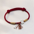 wholesale 999 Silver Fresh, Sweet, Ins-style Niche Design "Peace and Joy" Red Rope Bracelet S7519-0-1