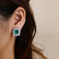 wholesale S925 Sterling Silver New Enzela Emerald Ice Flower Cut Gemstone Stud Earrings for Women-0-1