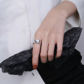 wholesale S925 Sterling Silver Ins Street Style Hip-Hop Wavy Curved Ring Punk Open-End Graffiti Ring-0-2
