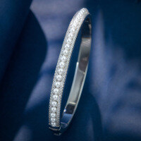 wholesale 925 silver 3mm pearl bracelet factory source fashion trendy INS style export hot sale women's bangle jewelry-White [B3084] 44*53mm (suitable for 15-17cm)