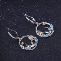 wholesale 925 Silver Designer Gem-Inlaid Chinese Style Earrings, Naturalistic Animal Design Topaz Stud Earrings-0-2