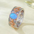 wholesale Rose Gold Plated 925 Silver Inlaid 5*7 Opal Blue Purple Ring for Women Live Stream Xiaohongshu-0-3