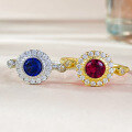 wholesale S925 silver gold-plated 50mm round pigeon blood red, sapphire ring for women, daily wearable, hot sale-0-0