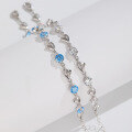 wholesale 925 Sterling Silver Ocean Heart Bracelet for Women, Pure Silver Love White and Blue Zircon Bead Bracelet, Small Batch Designed Hand Accessory-0-0