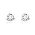 wholesale 18k Gold Cross-Border European Version Three-Prong Earrings with Lab-Grown Diamonds, Classic Minimalist Single Diamond Stud Earrings-0-1