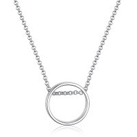 wholesale S925 Sterling Silver Minimalist Geometric Circle Collarbone Chain Necklace, Classic and Versatile for Everyday Layering, INS Style-Platinum>925 silver