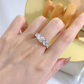 Sterling Silver Moissanite Row Ring, Luxury Niche Design for Cross-Border Live Streaming Wholesale-0-1