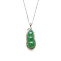 wholesale S925 Sterling Silver Natural Green Chalcedony Bean Pod Pendant, Ethereal Ice Green Chalcedony, Versatile Bean Design Mother's Day Necklace-0-3