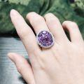 wholesale S925 sterling silver plated with 18k gold with natural amethyst and mixed gemstone inlay jewelry ring-0-4