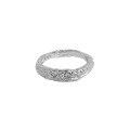 wholesale S925 Sterling Silver Korean Version Ins Small and Unique Design Gold and Silver Foil Textured Micro-set Zircon Ring for Women-0-4