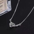 wholesale 925 Silver Retro Thai Silver Black Rose Necklace for Women, Fashion Minimalist Vintage Ins Style Personalized Collarbone Chain-0-5