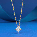 wholesale S925 Silver New 1-Carat Rhombus Necklace for Women with High-Carbon Diamond Stackable Collarbone Chain-0-6