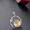 wholesale S925 Silver Zircon Lotus Pendant Necklace, Vintage Style Cross-Body Chain for Women, Fo-inspired Accessory-0-2