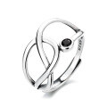 wholesale S925 silver irregular geometric black enamel ring,-0-4