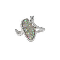 wholesale S925 Sterling Silver Original Niche Design Minimalist Textured Irregular Glaze Drip Diamond-Inlaid Open Adjustable Ring for Women-Platinum [No. 14/Adjustable] Opening adjustable