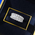 wholesale S925 Sterling Silver Fashionable Light Luxury Personality Half-Circle Square Diamond Full Diamond Ring-0-3