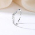 wholesale S925 Sterling Silver V-Shape Ring with Inlaid Diamonds, Versatile and Minimalist Stackable Band for Wholesale-0-2