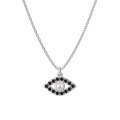 wholesale S925 Sterling Silver Demonic Eye Necklace for Women with Mother-of-Pearl and Black Zircon Inset Design, Light Luxury Ins Style Collarbone Chain-0-4