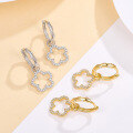 wholesale 925 Sterling Silver Micro-Paved Zircon Flower Hoop Earrings with Clasp, Fashionable, Fresh, and Sweet Small Luxe Style Hollow-Out Ear Jewelry-0-1
