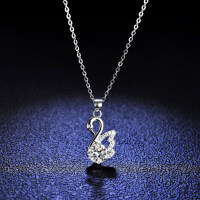 925 Silver 1-Carat Moissanite Swan Pendant Necklace for Women-1-carat zircon (with necklace) - 925 silver