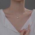 wholesale 925 Silver Pearl Luminous Bead Snake Bone Necklace Minimalist Fashion Elegant French Retro Versatile Internet-famous Collarbone Chain D9548-0-3