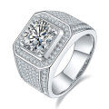 wholesale S925 Sterling Silver European and American Fashion Men's Ring Moissanite Diamond Ring Cross-Border Best-Seller Men's Ring-0-13