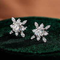 S925 Silver Moissanite Stud Earrings, Star Queen Source Factory Wholesale-50 points (zircon)  925 silver