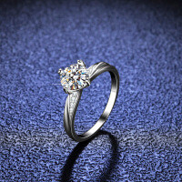 Silver Moissanite Four-Prong Ins Tail Ring for Live Streaming Supply-1 carat (empty setting)  18 yards