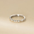 wholesale S925 Sterling Silver Fresh and Sweet Ins-style Niche Design Diamond-set Spaced Round Ring R02664-0-3
