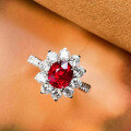 wholesale S925 Silver ZHUO ZHI FAN Jewelry New One-Carat Pigeon Blood Red Ring for Women, Daily Wear Versatile Simple Style-0-1