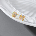 wholesale S925 gold-plated metal, autumn and winter new light luxurystyle earrings with zircon flower exquisite earrings wholesale-0-2