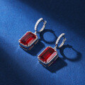 wholesale S925 Sterling Silver Radiant Earrings Set with High-Carbon Diamond Zircon Ruby Ear Hooks for Women Drop Shipping Wholesale-0-2