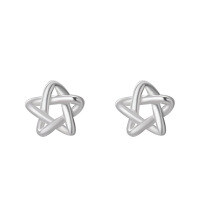 wholesale 925 Sterling Silver Pentacle Star Stud Earrings For Women -White straight pin