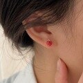 wholesale S925 Sterling Silver Korean Style Strawberry Drip Oil Earrings for Women, Exquisite and Cute Small Stud Earrings for Healing Ear Piercings-0-3