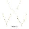 wholesale S925 Sterling Silver Cross-Border Waterdrop Diamond Accent Women's Necklace, Fashionable, Luxurious, European & American Exquisite French Minimalist Collarbone Chain, Versatile-0-0