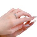 wholesale S925 Silver Daily Fashion Elegant Double Row Ring with Round White Diamonds for Cross-Border E-Commerce-0-4