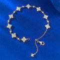 wholesale S925 Silver Full Diamond Floral Simple Sweet Elegant Fashion Diamond Inlaid Silver Bracelet for Women, New Style by Mu Jing Jewelry-0-2