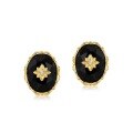 wholesale S925 sterling gold-plated retro lightweight luxury oval black agate earrings for women, fashionable and trendy, available for wholesale-0-3