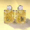 wholesale S925 silver new luxury inlaid high-carbon diamond simulated yellow diamond earrings for women, fashionable and elegant-0-0